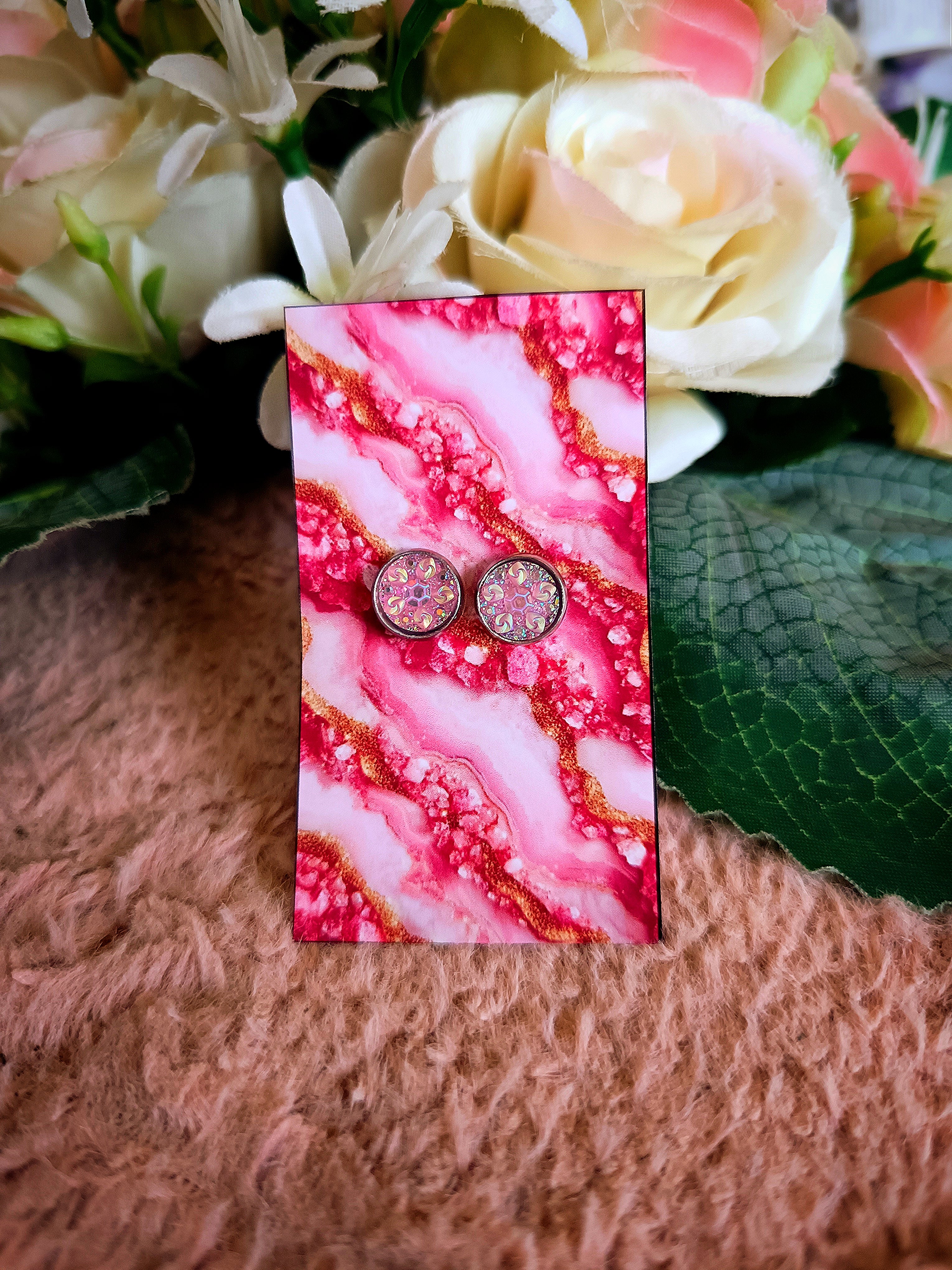 Kristályos virágos bedugós nikkelmentes fülbevaló